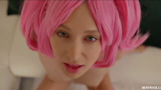 Real Life Hentai – pink hajú lány dildókban lovagol